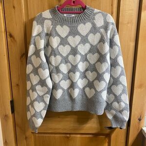 Old Navy Women's Sweater with White Heart Pattern